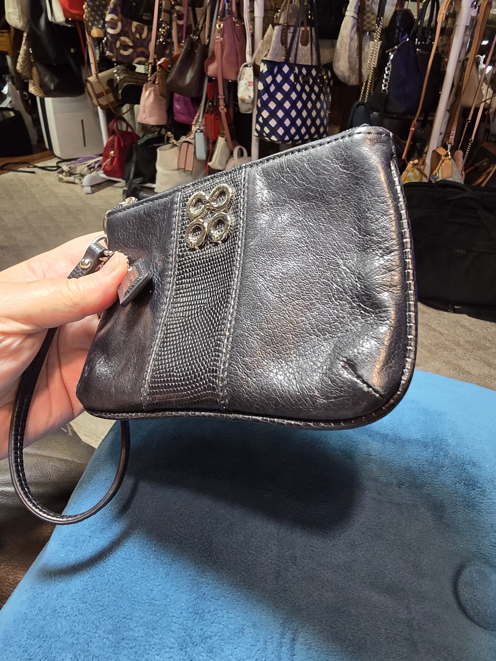 COACH Black Leather Wristlet with Signature Hardware Great Condition 6.5x4.5 - Picture 10 of 11